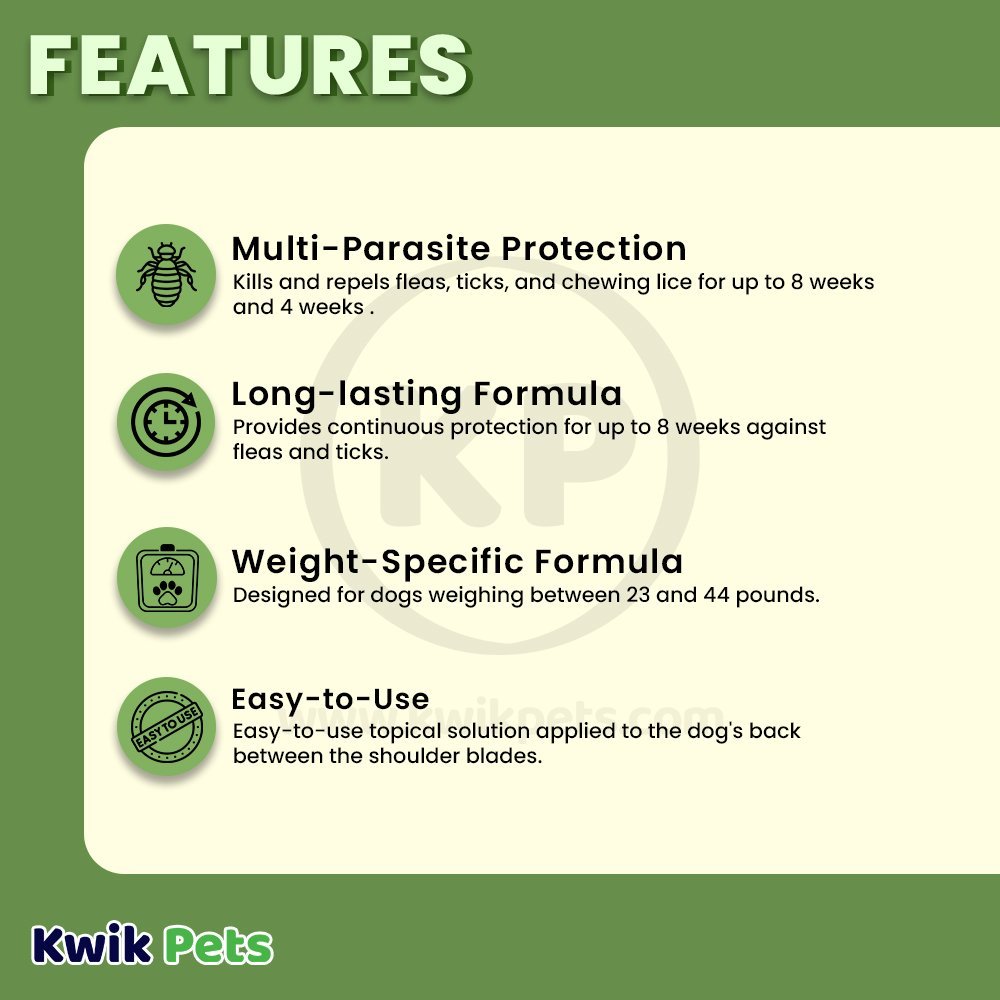 Features of Vetality Firstect Plus Flea & Tick for Dogs 3-Count 23-44 lb