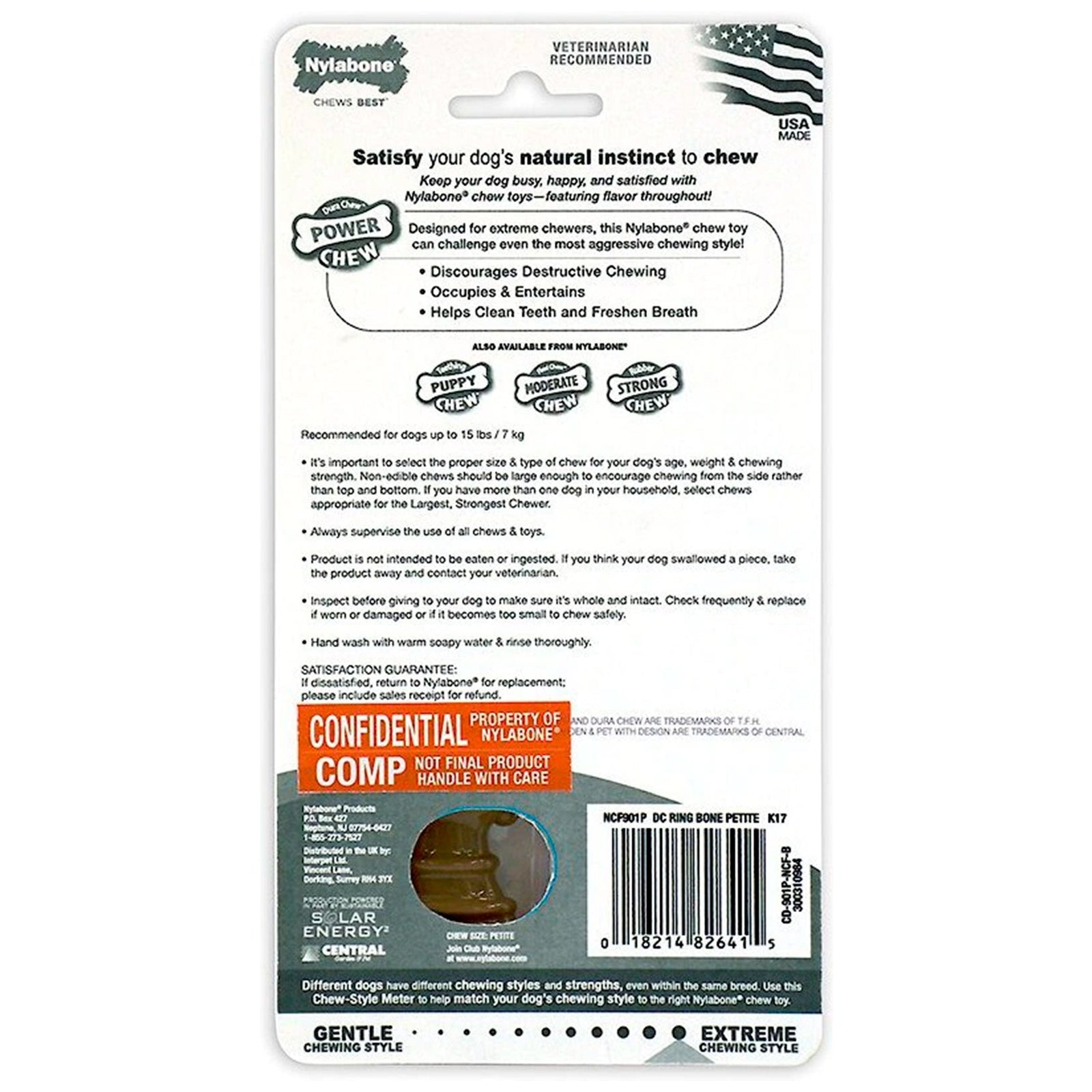 Back of Nylabone Power Chew Ring Bone Dog Toy Medley Flavor XS/Petite - Up To 15 lbs