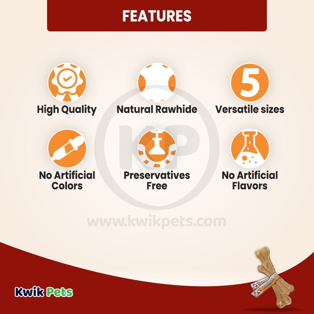 Loving Pets Pressed Rawhide Bone Dog Treat 8-in, Kwik Pets