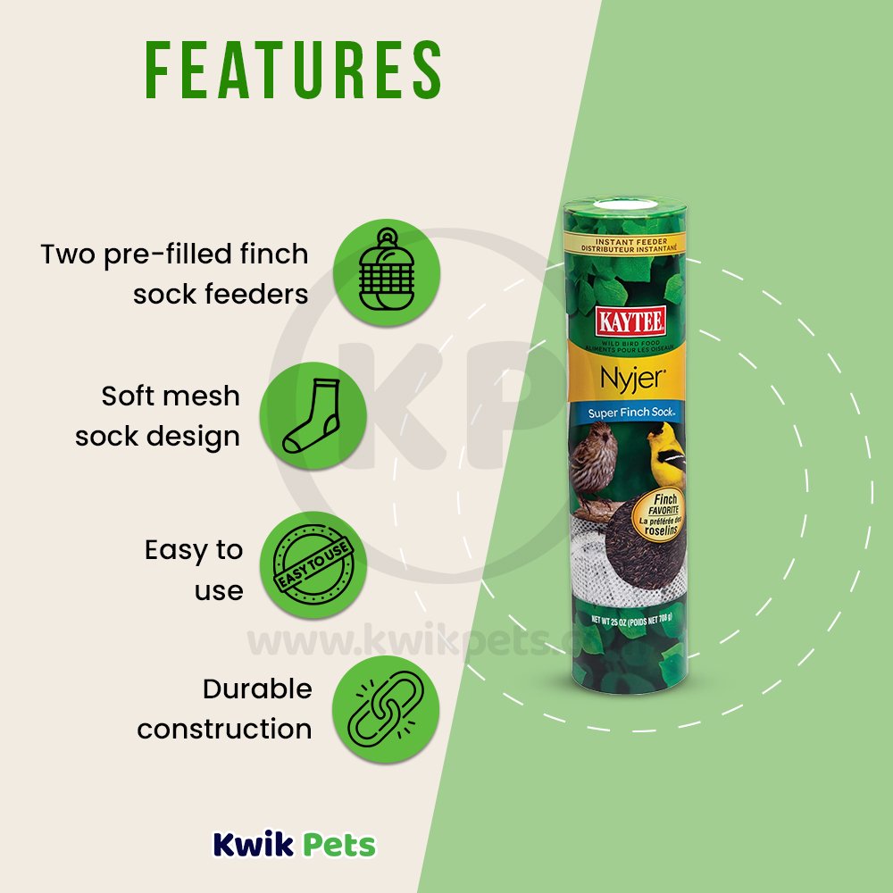 Kaytee Wild Bird Food Nyjer Super Finch Sock Instant Feeder, 25-oz, Kaytee
