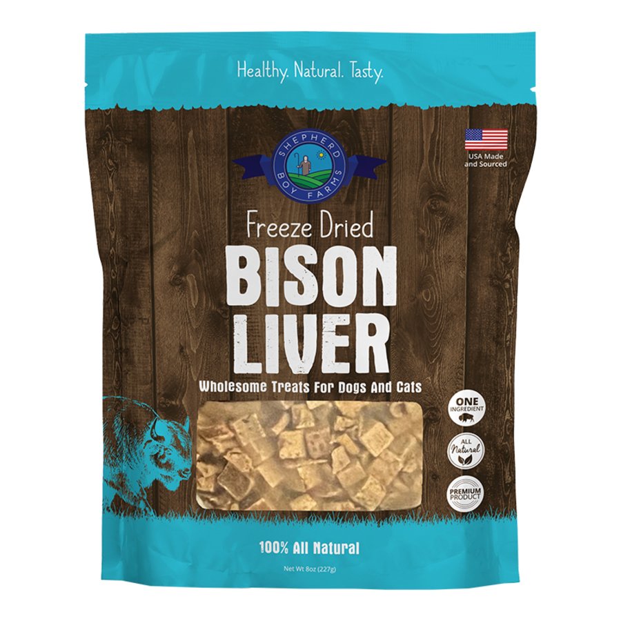 Shepherd Boy Farms Bison Liver Freeze Dried Dog & Cat Treats 8-oz, Kwik Pets