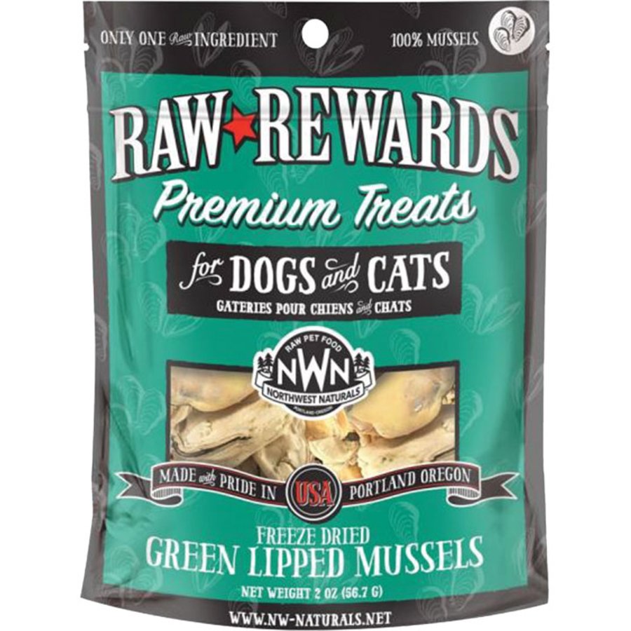 Northwest Naturals Raw Rewards Freeze Dried Dog & Cat Treats Green Mussels 2-oz, Kwik Pets