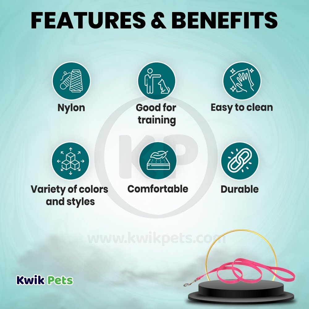 Features and Benefits of Coastal Single-Ply Nylon Dog Leash Neon Pink 5/8 in X 6 ft