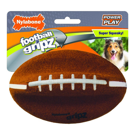 Nylabone Power Play Dog Football Gripz, Medium/Wolf - Up To 35 lb, Nylabone