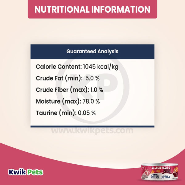Guaranteed Analysis - Natural Balance Pet Foods Original Ultra Canned Wet Cat Food Salmon 5.5-oz