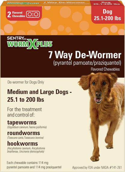 Sentry Worm X Plus 7 Way De-Wormer for Small Dogs 2 Count, Kwik Pets