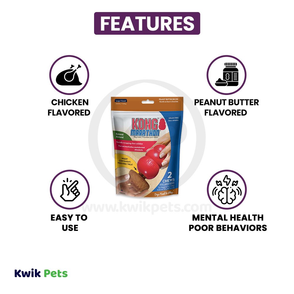 Back of KONG Marathon Peanut Butter Dog Treats 2 Count Large
