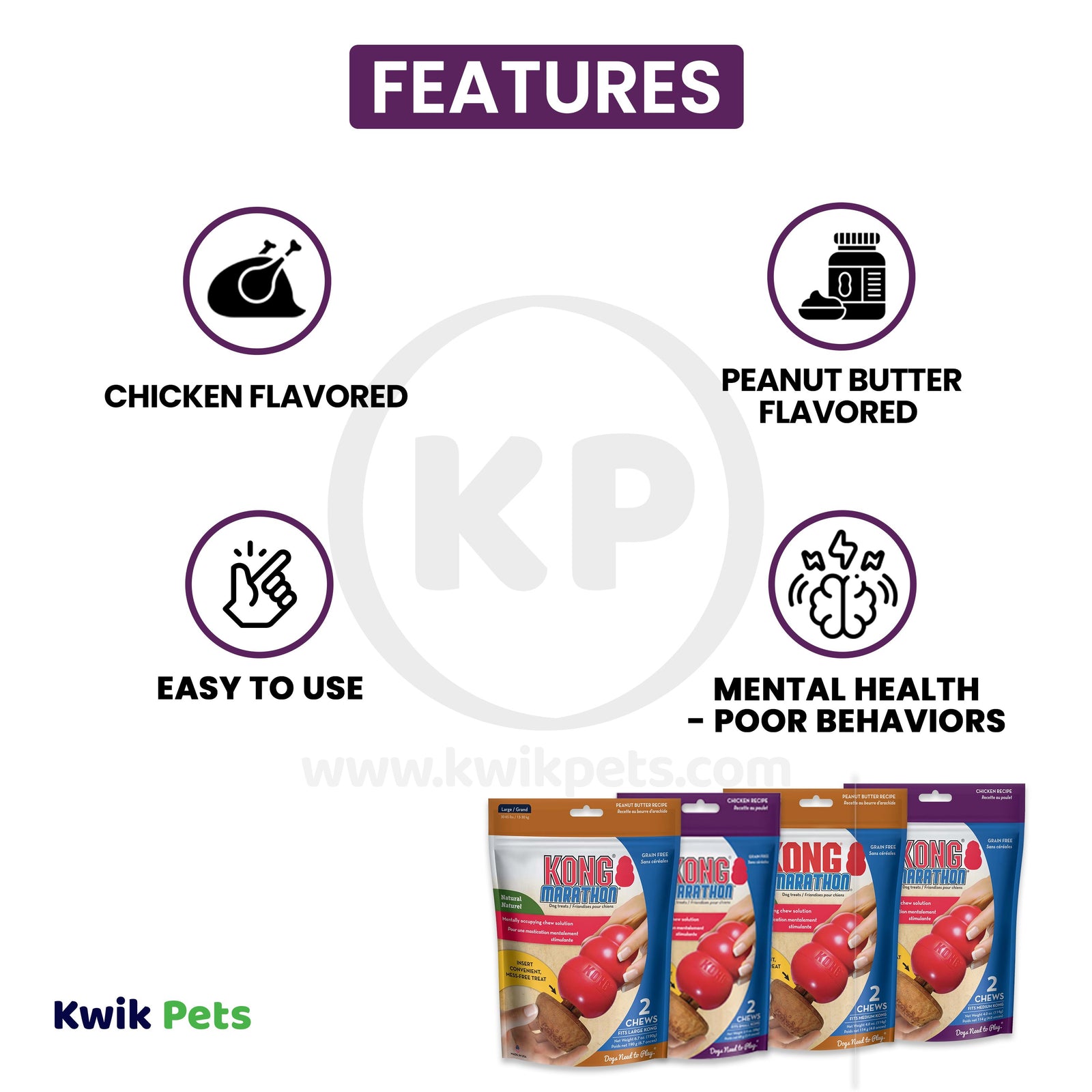 Features of KONG Marathon Chicken Dog Treats 2 Count Medium