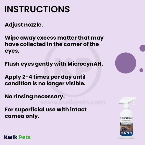 Usages Instructions of MicrocynAH Pink Eye Spray 16-oz