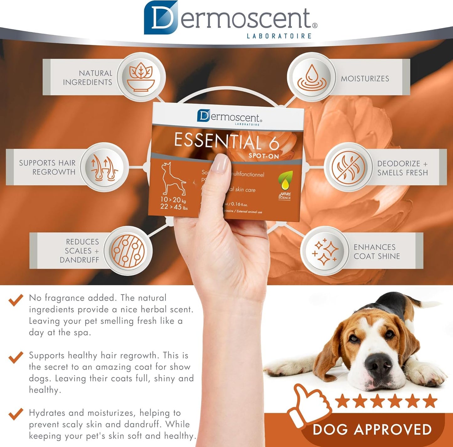 Dermoscent Essential 6 Spot-on Skin Care for Dogs 22 to 45 lbs