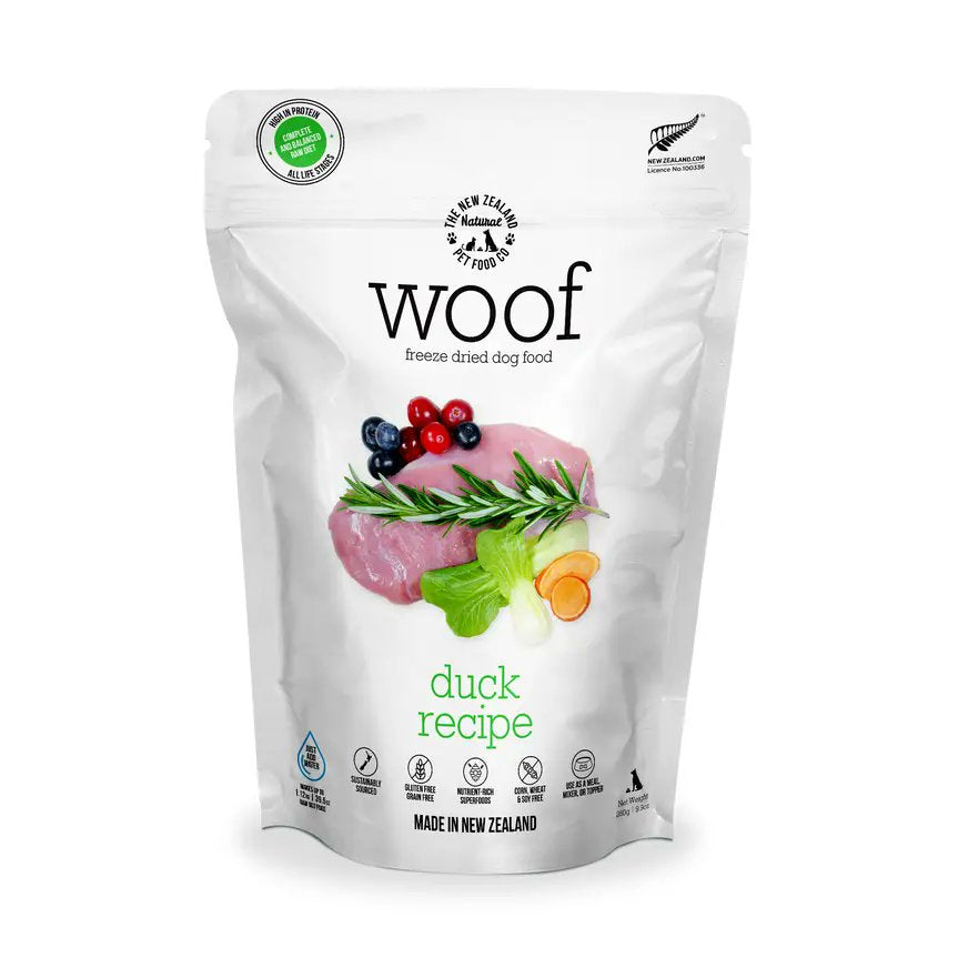 The New Zealand Natural Pet Food Co. Woof Freeze Dried Dog Food Duck 9.9-oz