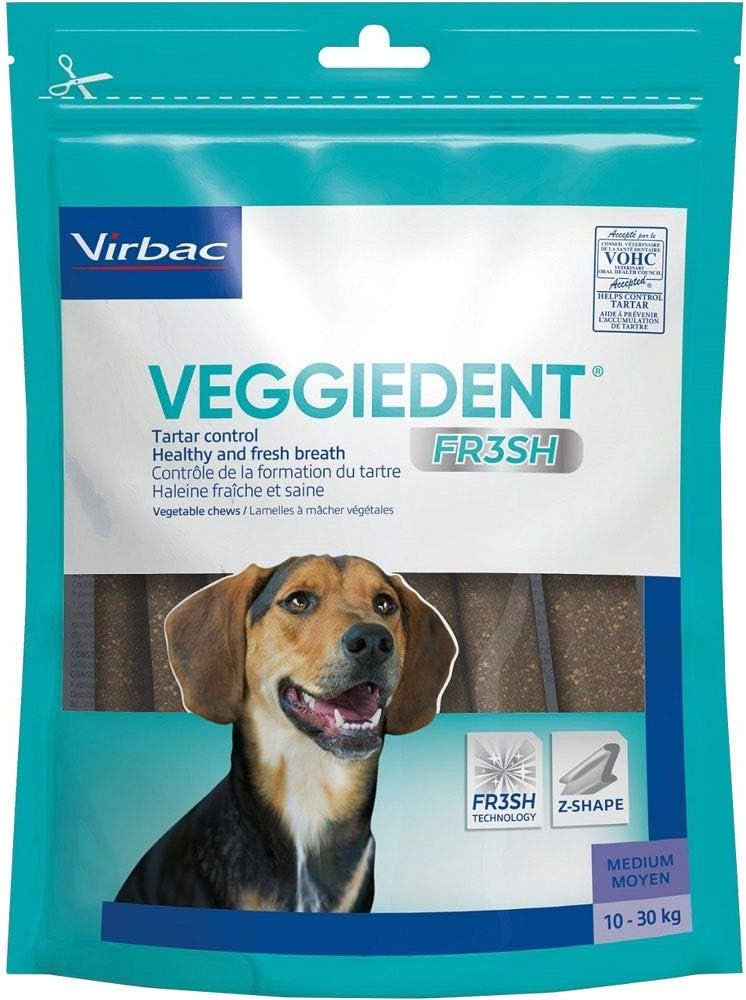 Virbac C.E.T. VeggieDent Fr3sh Dental Chews for Dogs Medium 30 Count