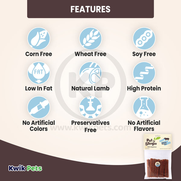 Features of Pet 'n Shape Lamb Strips Jerky Dog Treats 9-oz