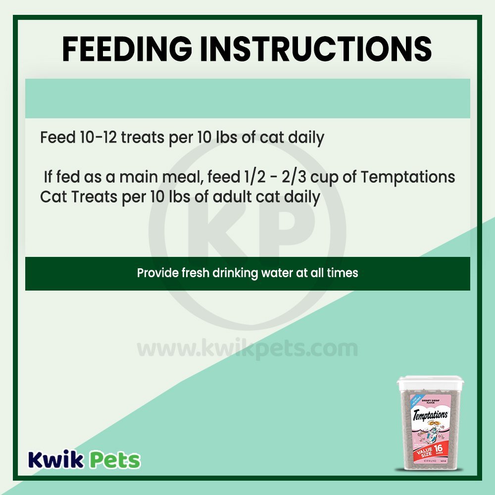 Feeding Instruction - Temptations Classics Crunchy & Soft Adult Cat Treats Shrimpy Shrimp, 16-oz