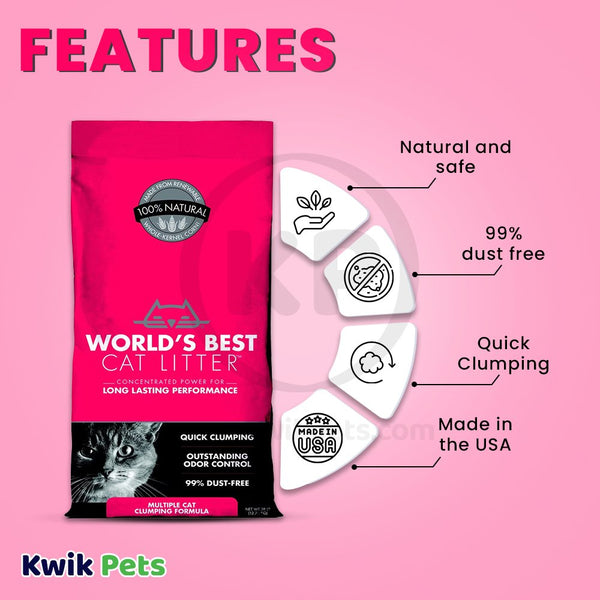 Features - World's Best Cat Litter Multiple Cat Clumping Formula 28-lb