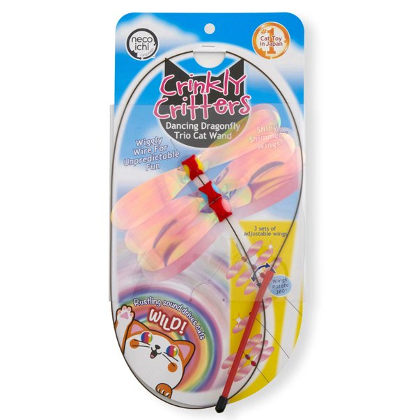 Necoichi Crinkly Critters Dancing Dragonfly Trio Cat Wand Toy