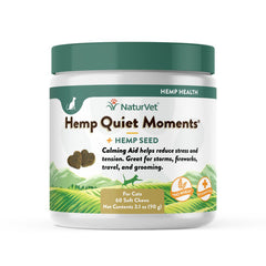 NaturVet Quiet Moments with Hemp Seed Calming Soft Chews for Cats 60 Count