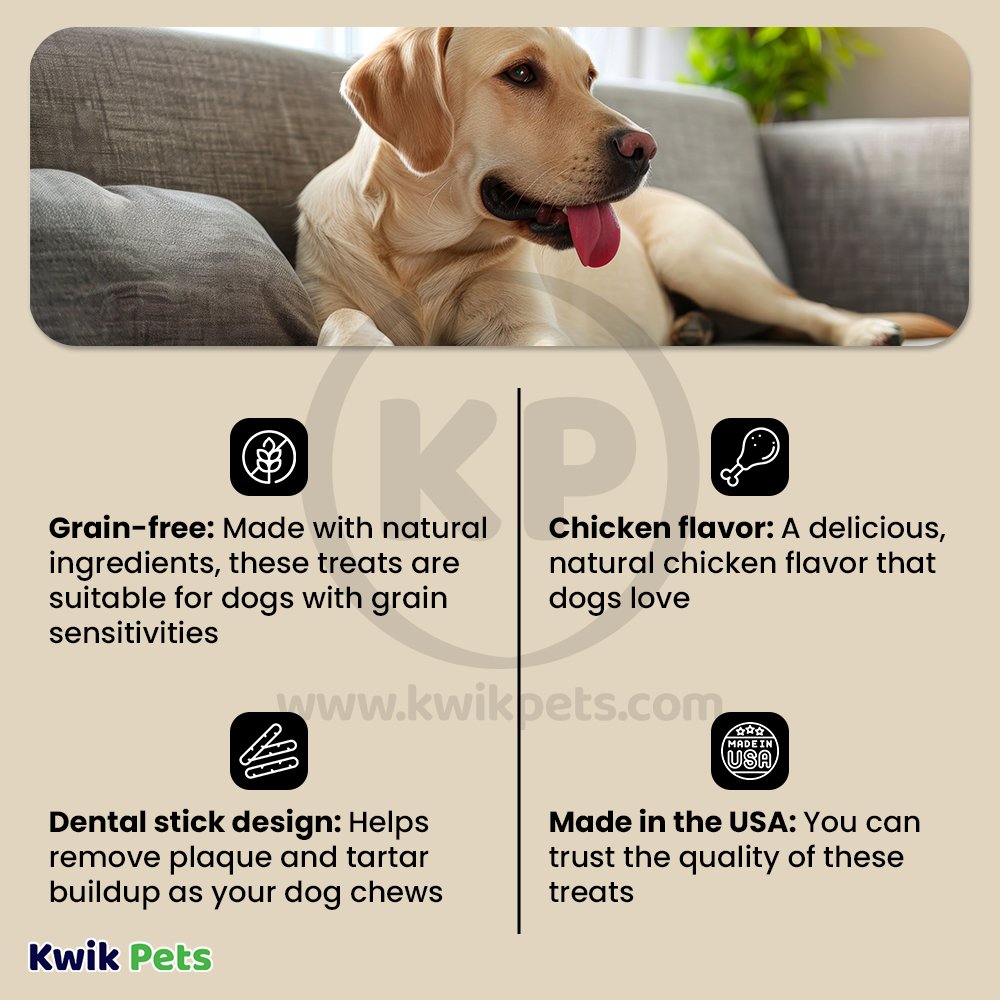 Features of Get Naked Weight Management Grain-Free Dental Stick Chicken Dog Treats Large 6.6-oz