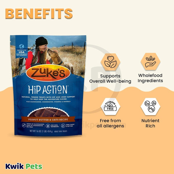 Zuke's Dog Hip Action Peanut Butter 1lb, Zuke's