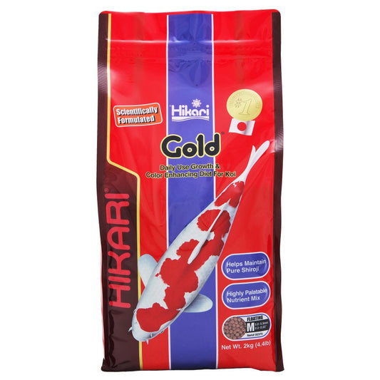 Hikari USA Gold Color Enhancing Pellet Fish Food for Koi and Pond Fishes 4.4-lb, MD, Hikari