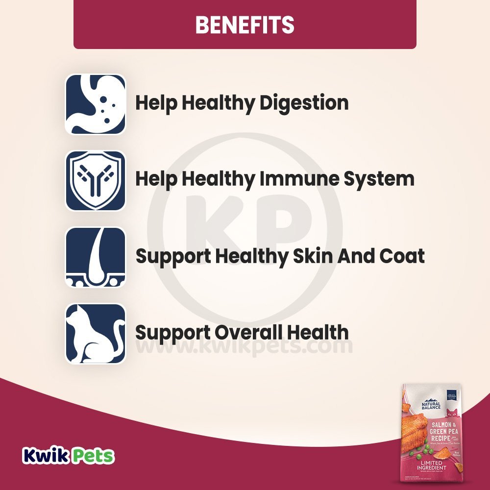 Benefits of Natural Balance L.I.D. Grain-Free Adult Dry Cat Food Green Pea & Salmon 5-lb