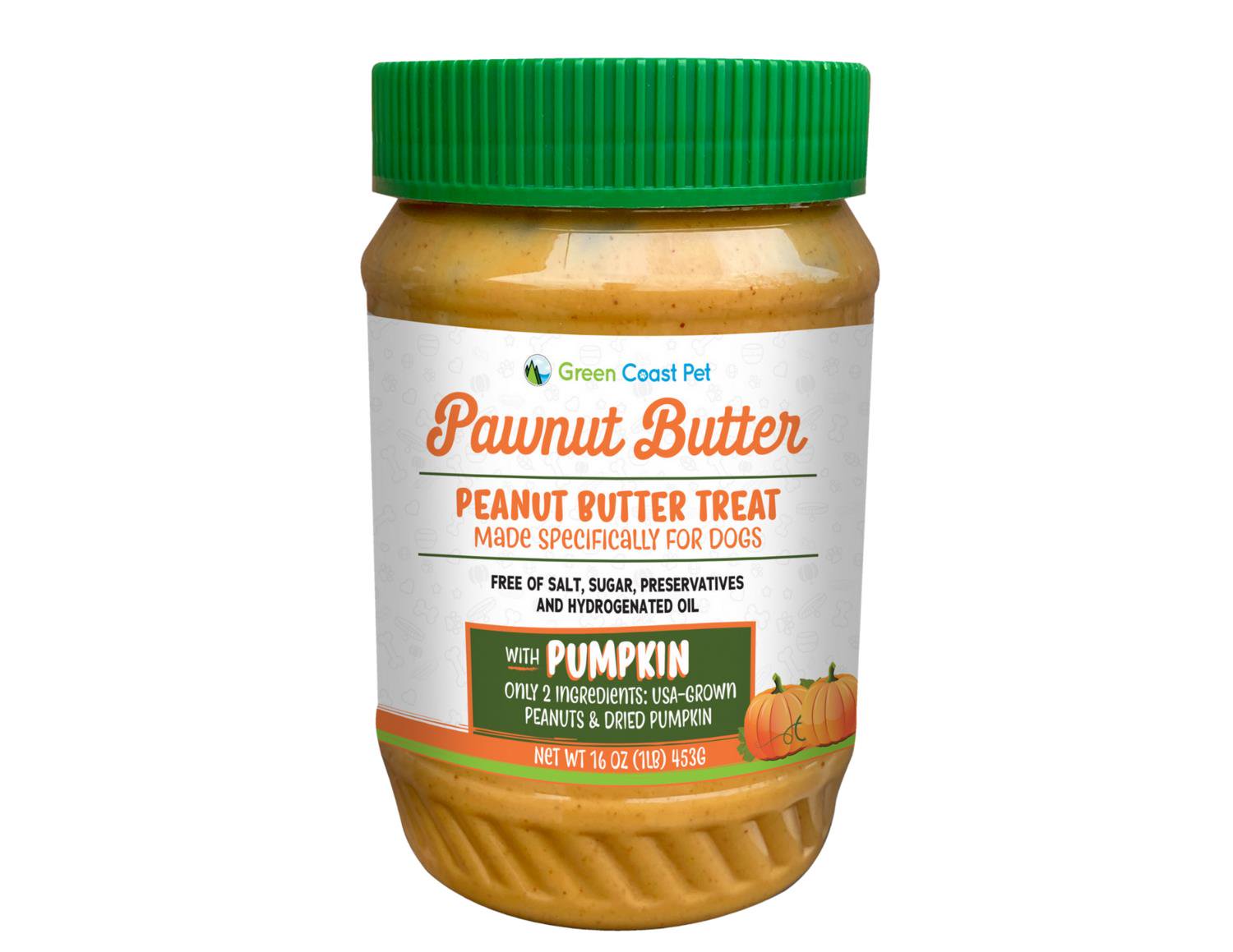 Green Coast Pet Pawnut Butter with Pumpkin Dog Treats 16-oz