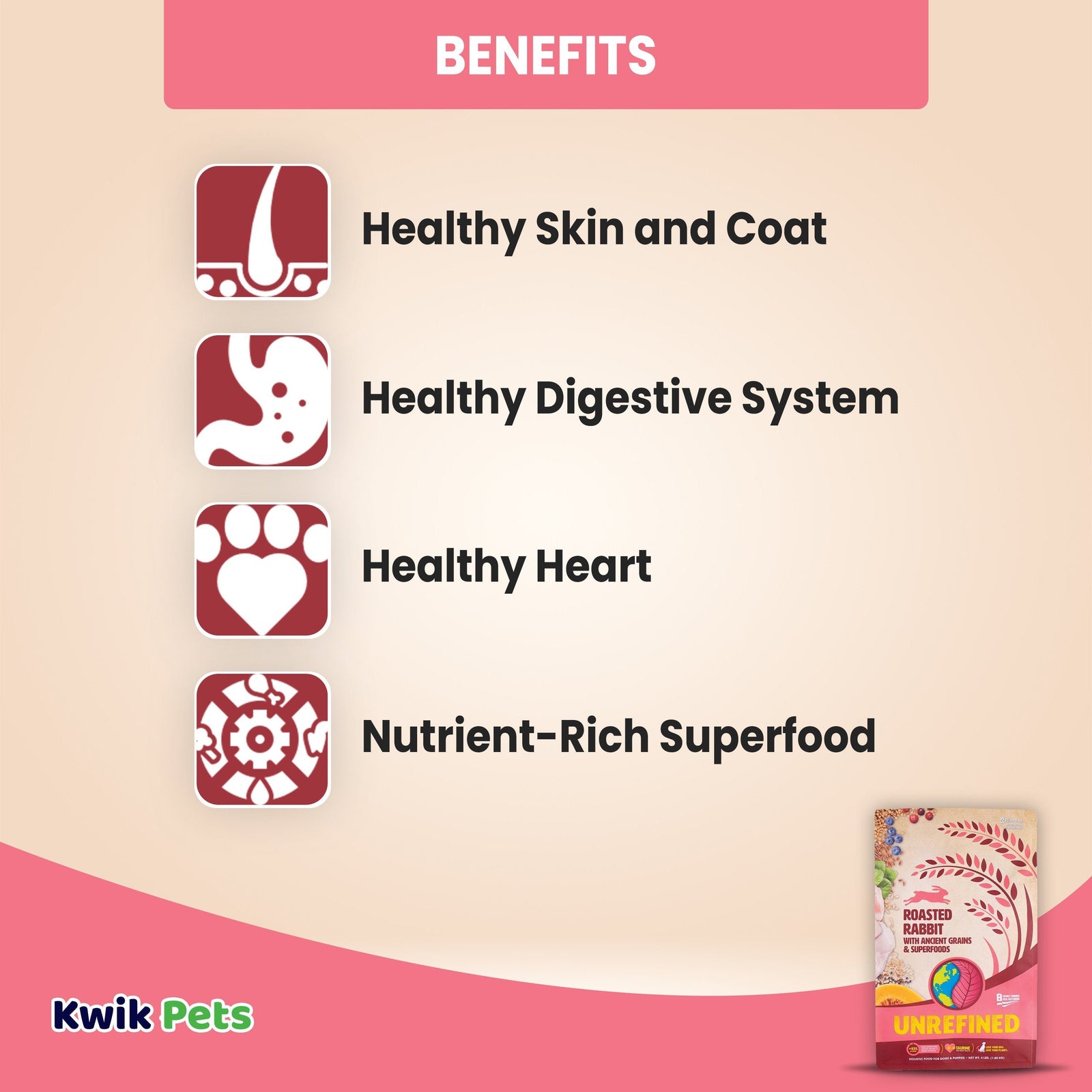 Benefits of Earthborn Holistic Unrefined Roasted Rabbit with Ancient Grains & Superfoods Dry Dog & Puppy Food 4-lb