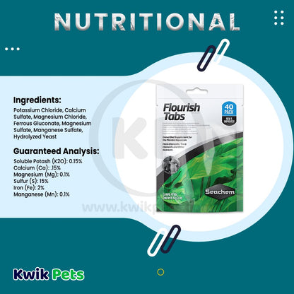 Seachem Laboratories Flourish Tabs Plant Supplement 4.2 oz, 40 ct, Seachem