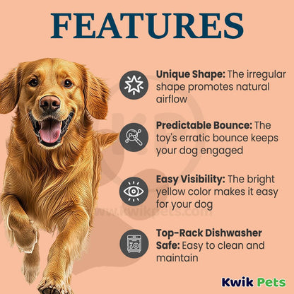 Features of Earth Rated Natural Rubber Dog Fetch Toy Yellow Medium