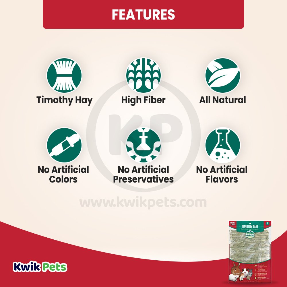 Oxbow Animal Health Timothy CLUB Small Animal Hay Mat Large, Kwik Pets