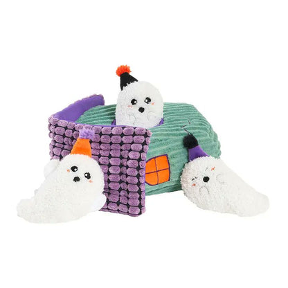 ZippyPaws Halloween Zippy Burrow Haunted House Party Plush Dog Toy