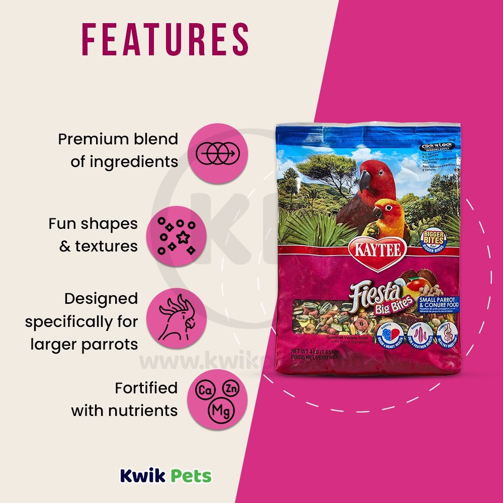 Kaytee Fiesta Big Bites -- Parrot 4 lb, Kaytee
