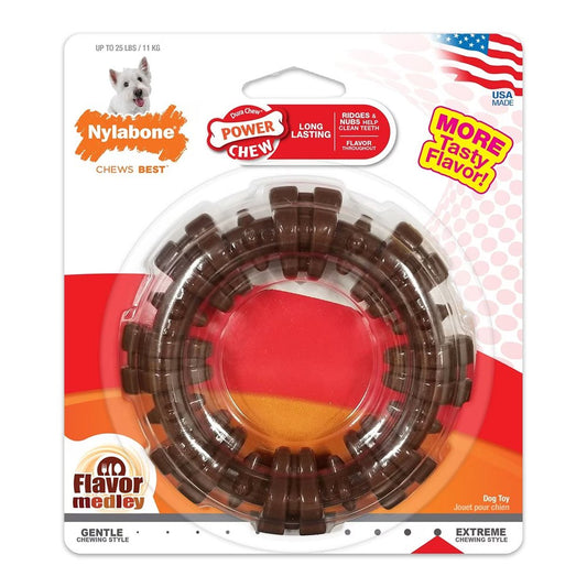 Nylabone Power Chew Textured Dog Ring Toy Flavor Medley, Small/Regular - Up To 25 lbs., Nylabone