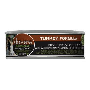Dave's Pet Food Naturally Healthy Grain-Free Turkey Formula Canned Wet Cat Food 5.5-oz, Kwik Pets