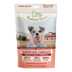 Badlands Ranch Superfood Complete Air-Dried Dog Food Bison & Beef 24-oz
