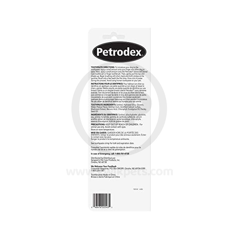 Back of Sentry Petrodex Natural Dental Care Kit for Dogs Peanut Butter Flavor 2.5-oz
