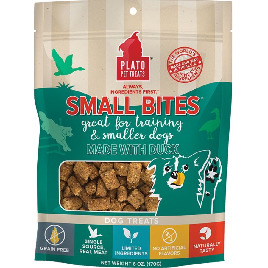 Plato Small Bites Duck Grain-Free Dog Treats 6-oz, Kwik Pets