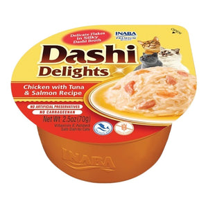 Inaba Dashi Delights Lickable Cat Treats Chicken with Tuna & Salmon Recipe 2.5-oz Cups 6 Count, Kwik Pets