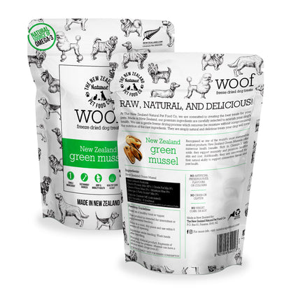 The New Zealand Natural Pet Food Co. Woof Freeze Dried Dog Treat NZ Green Mussels 1.76-oz