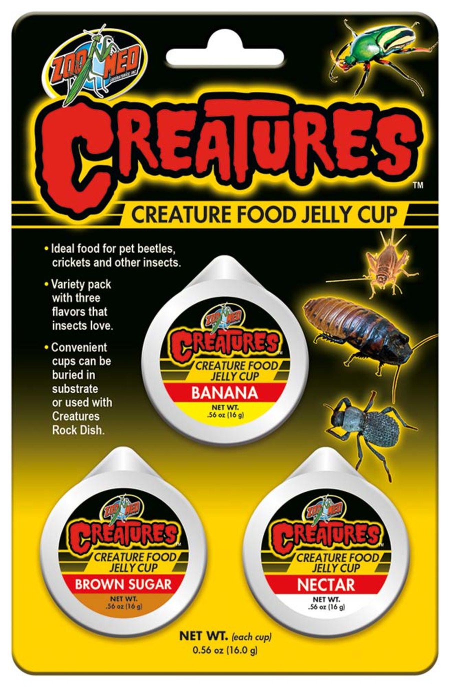 Zoo Med Creatures Reptile Food Jelly Cup 3 Count 0.56-oz, Kwik Pets