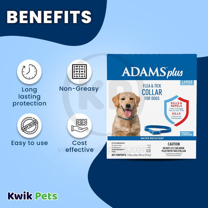 Adams Plus Flea & Tick Collar for Dogs, Large, Adams