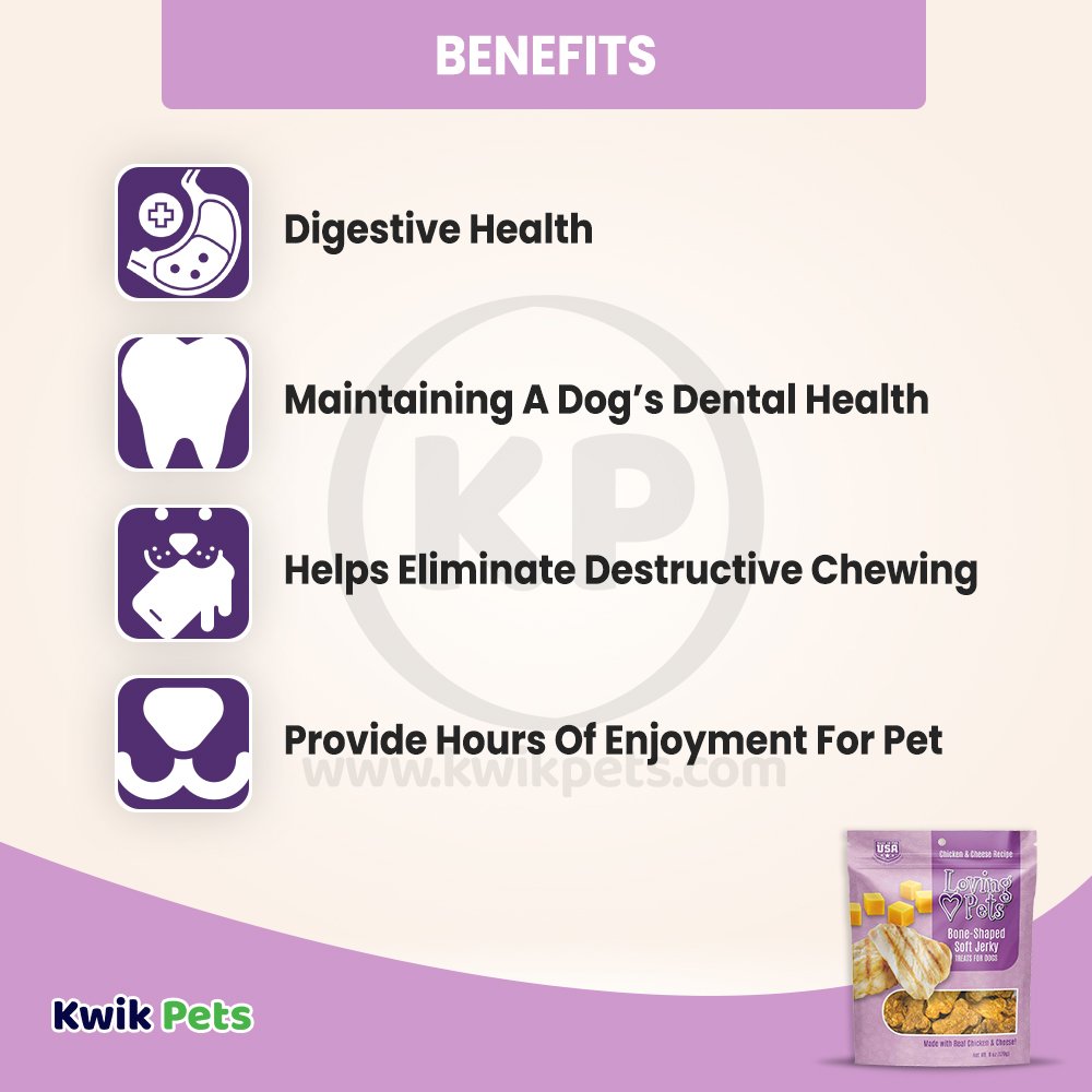Benefits of Loving Pets Bone-Shaped Soft Jerky Dog Treat Chicken & Cheese 6-oz