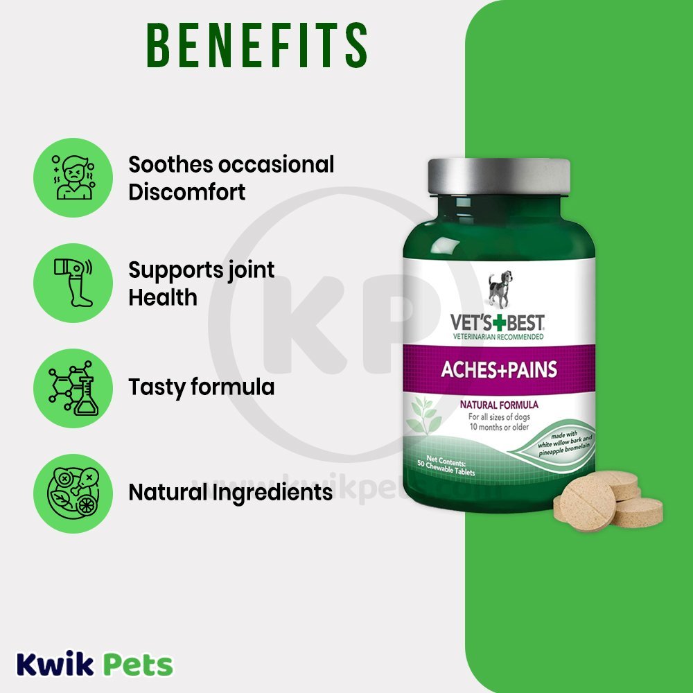 Benefits of Vet's Best Aches & Pains Dog Chewable Tablets 50 Count