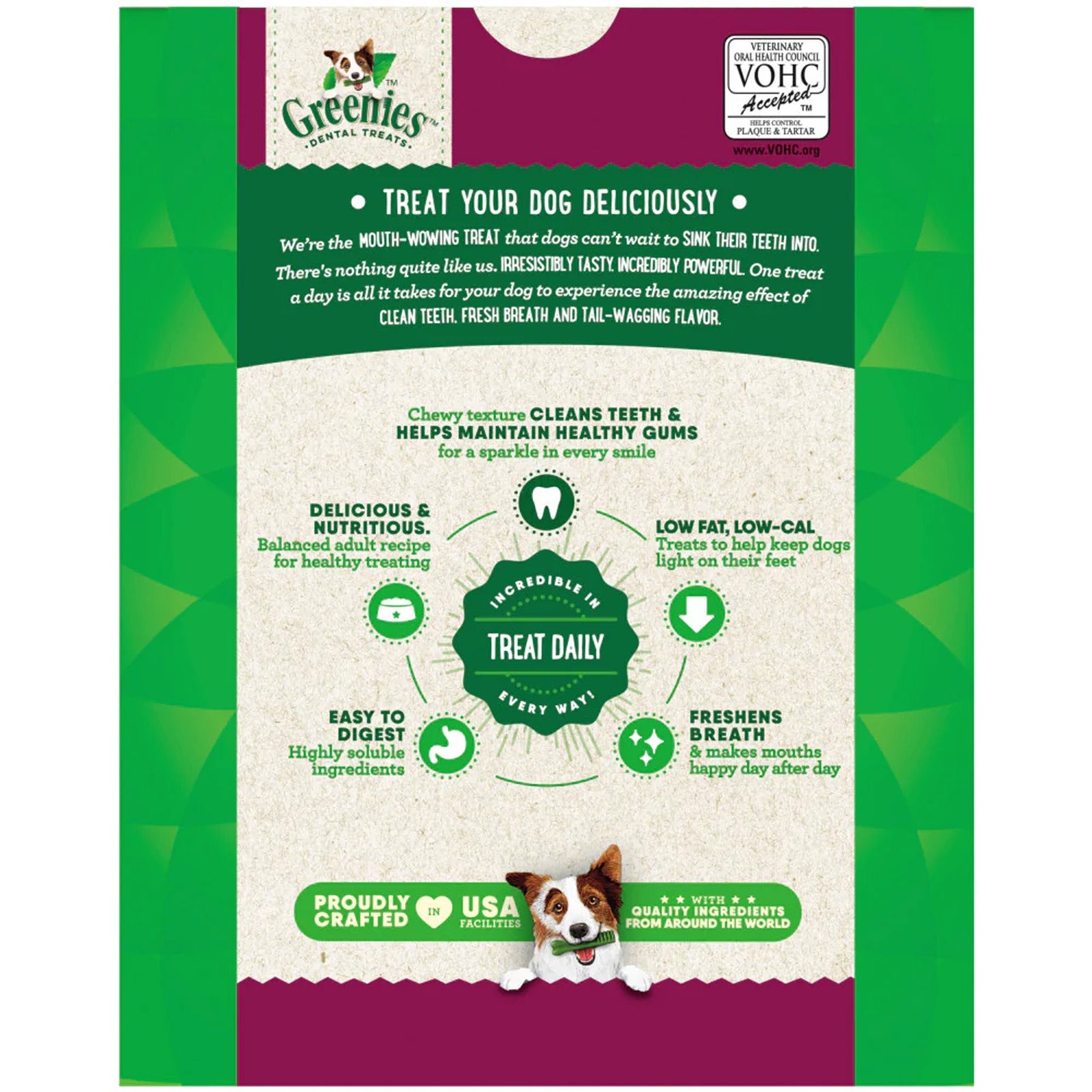 Back of Greenies Weight Management Dog Dental Treats Petite 45 Count 27-oz