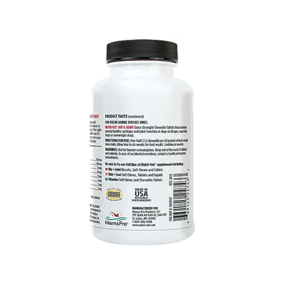 Back of Nutri-Vet Hip & Joint Extra Strength Chewables for Dogs Liver 75 Count