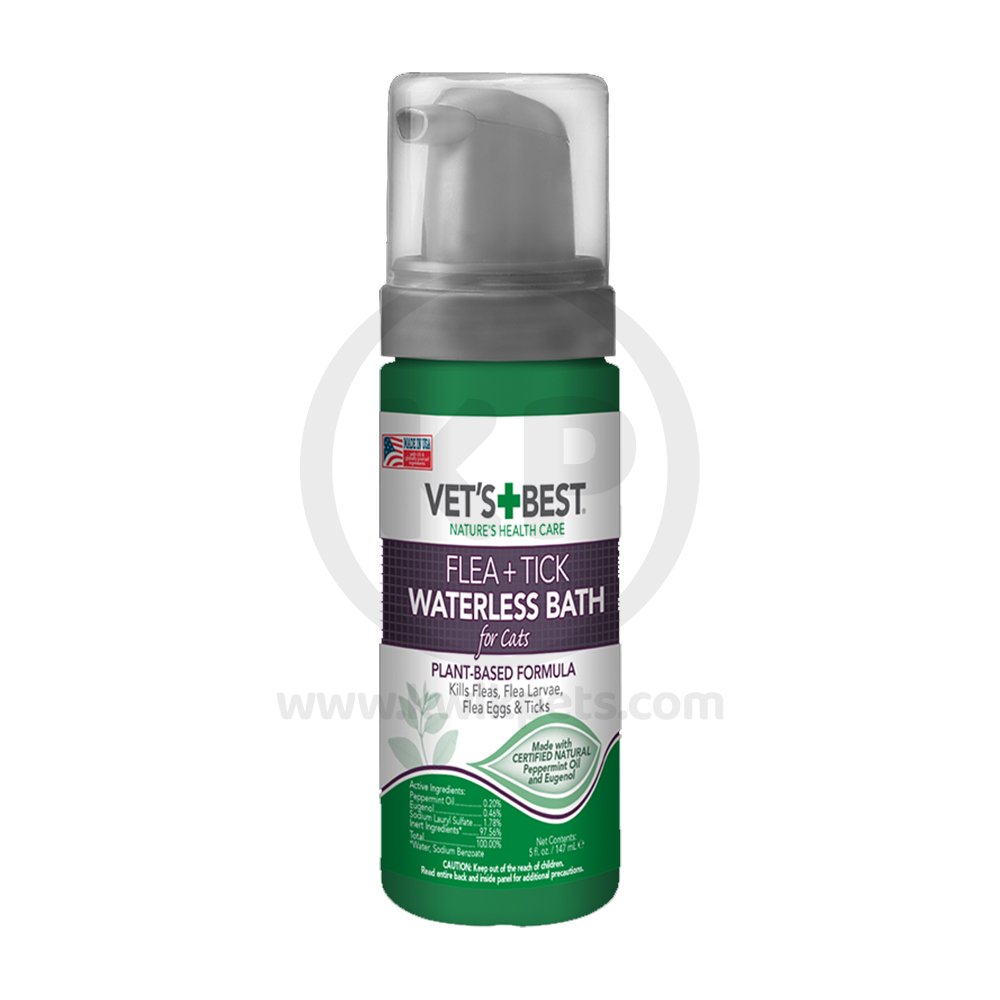 Vet's Best Flea & Tick Cat Waterless Bath Foam 5-oz, Vet's Best