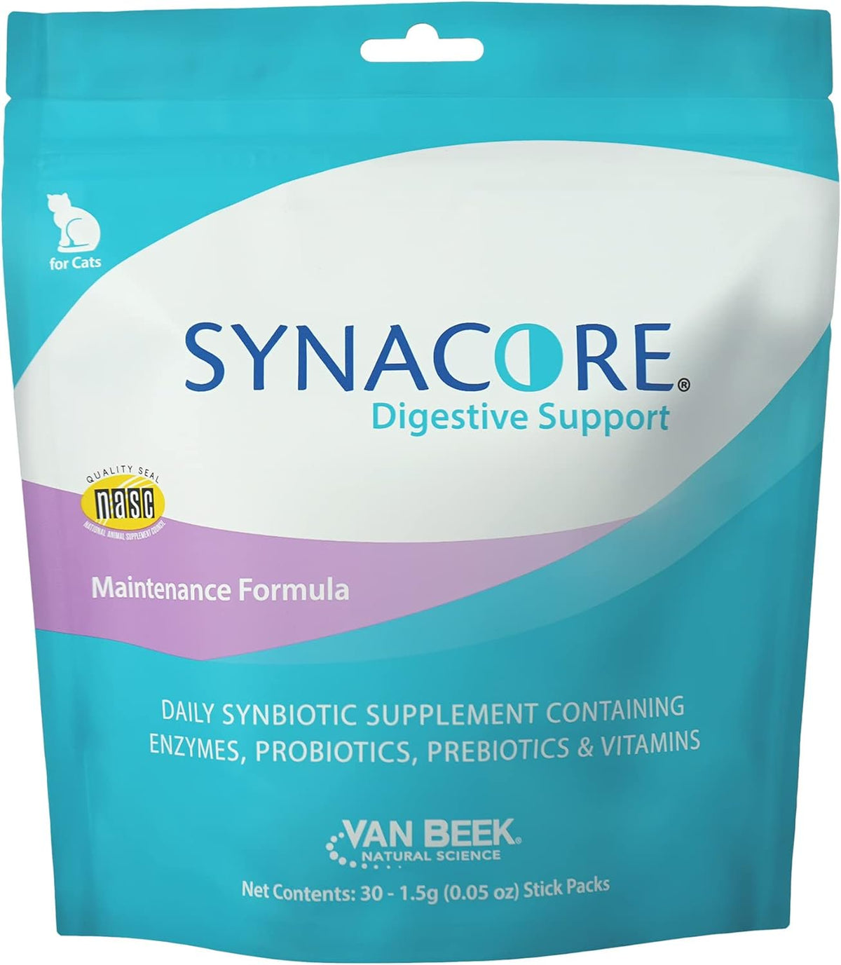 Synacore Digestive Support Probiotic & Enzyme Maintenance Formula for Cats 30 Stick Packs