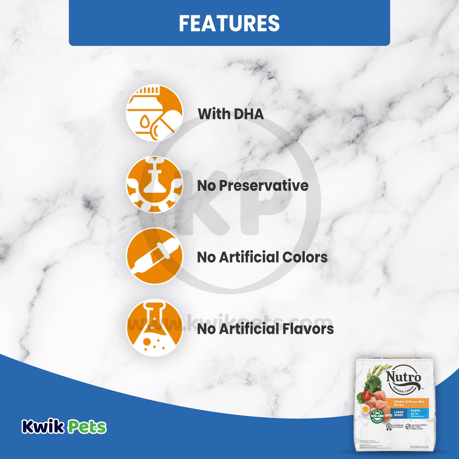 Features of Nutro Natural Choice Chicken & Brown Rice Large Breed Puppy Dry Dog Food 30-lb