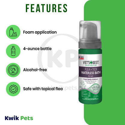 Vet's Best Flea & Tick Cat Waterless Bath Foam 5-oz, Vet's Best