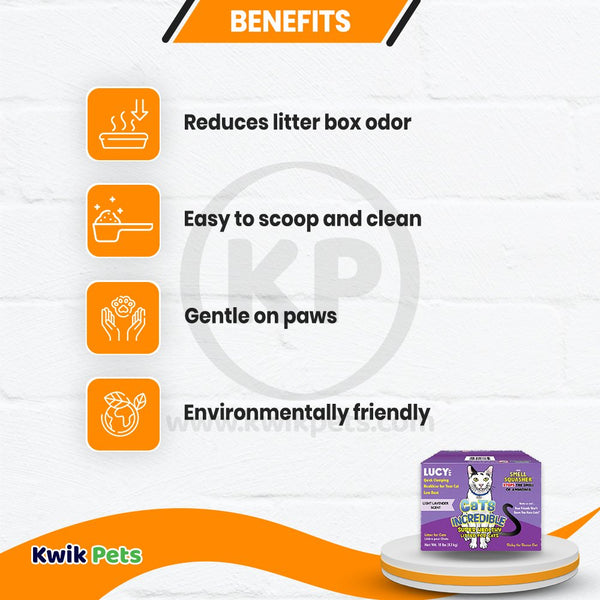 Lucy Pet Products Cats Incredible Clumping Litter Light Lavender Scent 18-lb, Kwik Pets